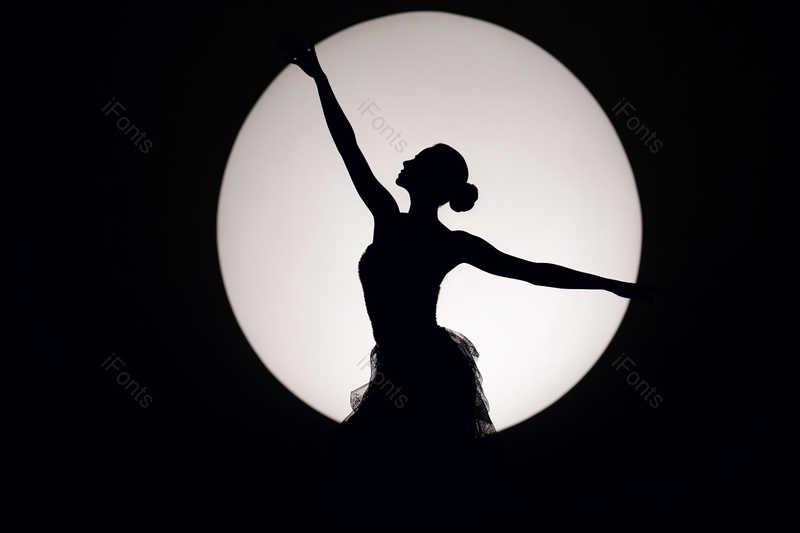 黑色背景的白色光圈少数民族傣族舞蹈剪影,高清,摄影图,摄影图片,图片大全,摄影图免费下载